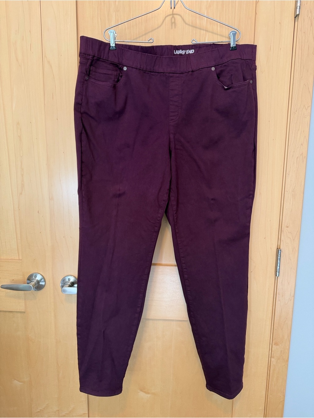 Lands' End Slim Stretch Denim Pants in Deep Plum